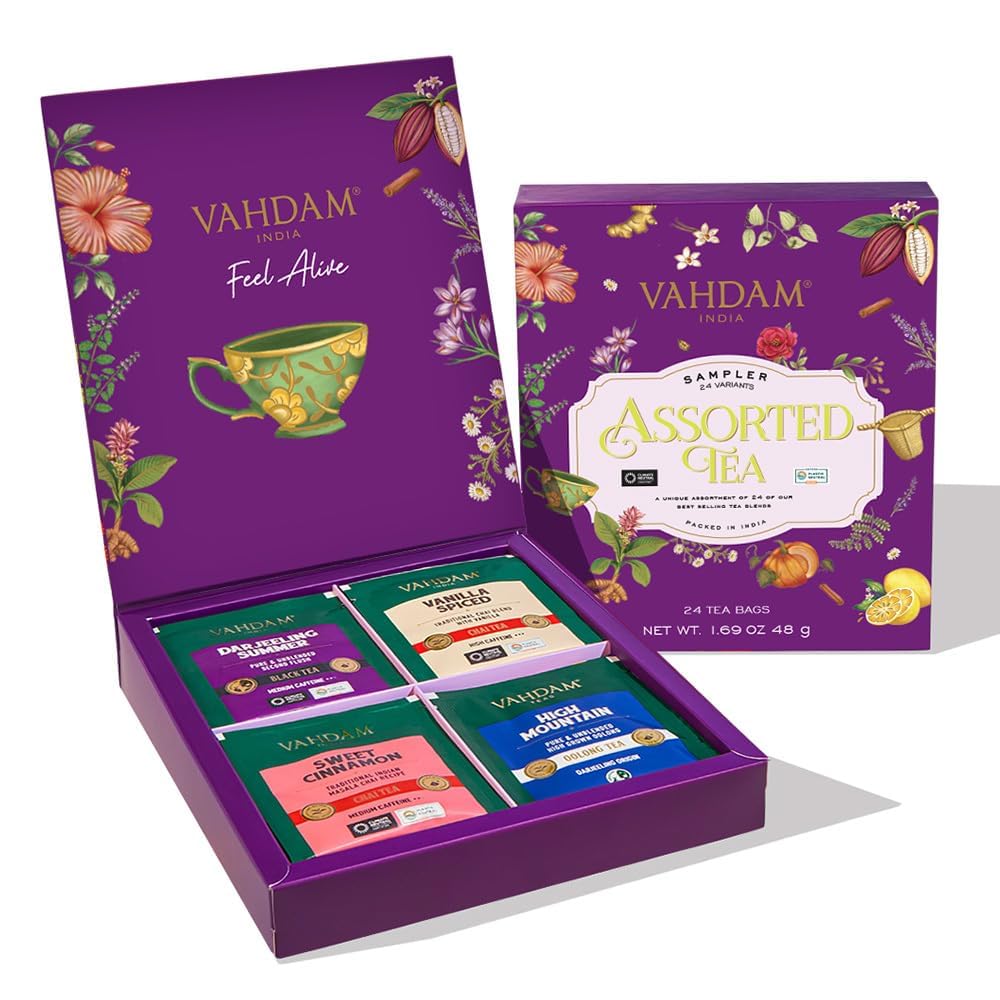 VAHDAM, Assorted Tea Box - 24 Variants